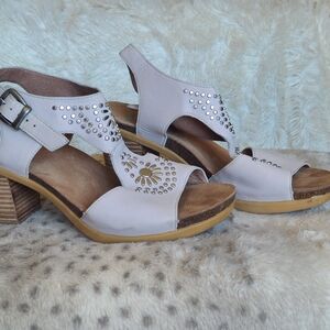 Dansko Cream Sandals with Studded Design